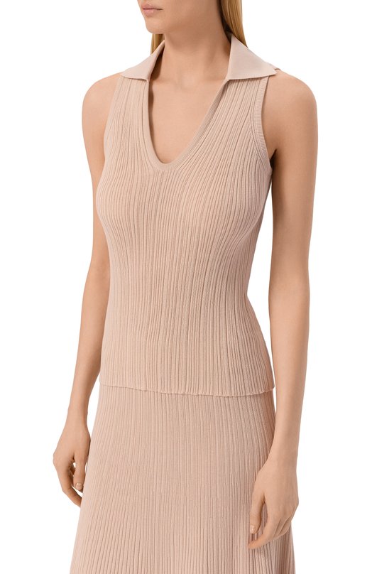 Топ из хлопка и шелка Agnona KT11020E/7Q180PE Розовый  KT11020E/7Q180PE Фото 3