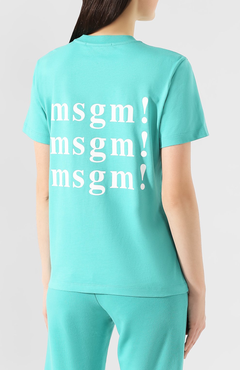 Хлопковая футболка MSGM светло-зеленого цвета по цене 9350 руб., арт. 2841MDM225 207298, фото 4 Хлопковая футболка MSGM, арт. 2841MDM225 207298, фото 4