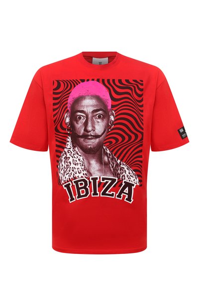 Хлопковая футболка DIEGO VENTURINO красного цвета по цене 14550 руб., арт. SS22-DV TS0 SDI91, фото 1 Хлопковая футболка DIEGO VENTURINO, арт. SS22-DV TS0 SDI91, фото 1