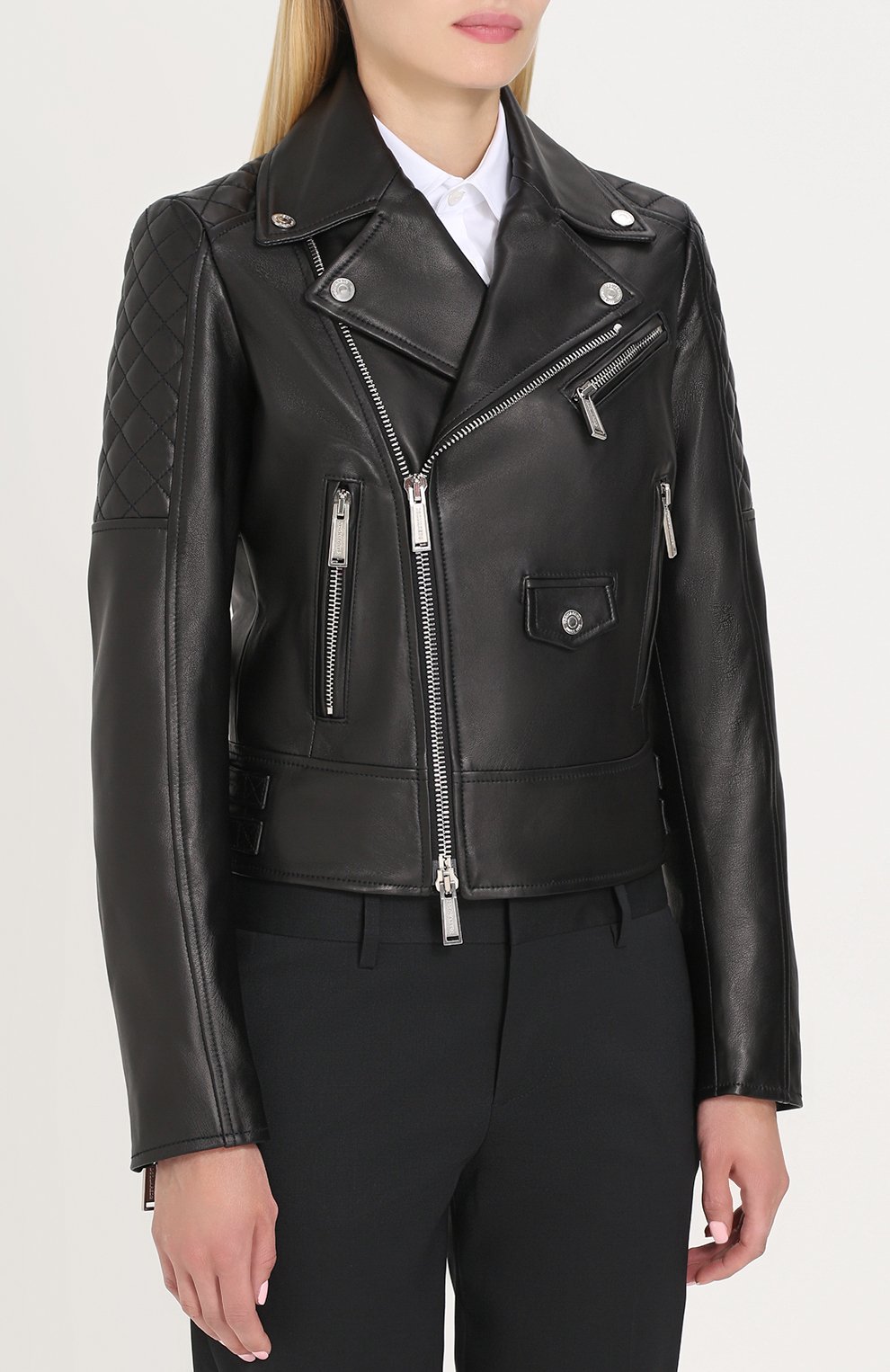 Приталенная кожаная куртка с косой молнией DSQUARED2, арт. S75AM0515/SX8131, фото 3