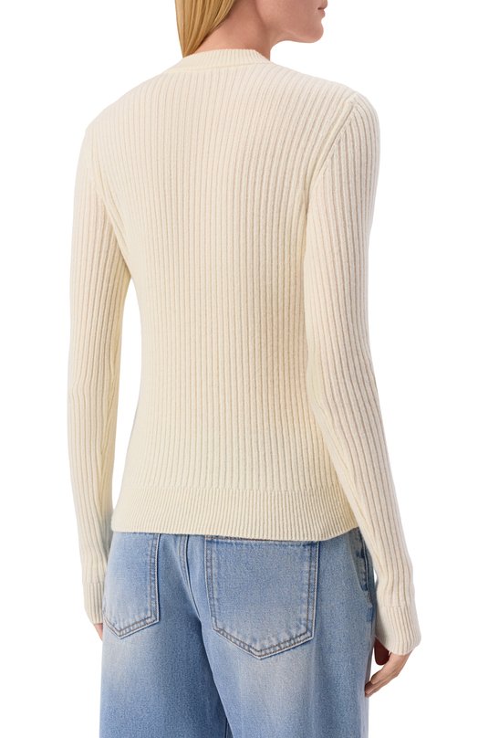 Пуловер из кашемира и шерсти Balmain FF0KD095/KJ17 Кремовый  FF0KD095/KJ17 Фото 4