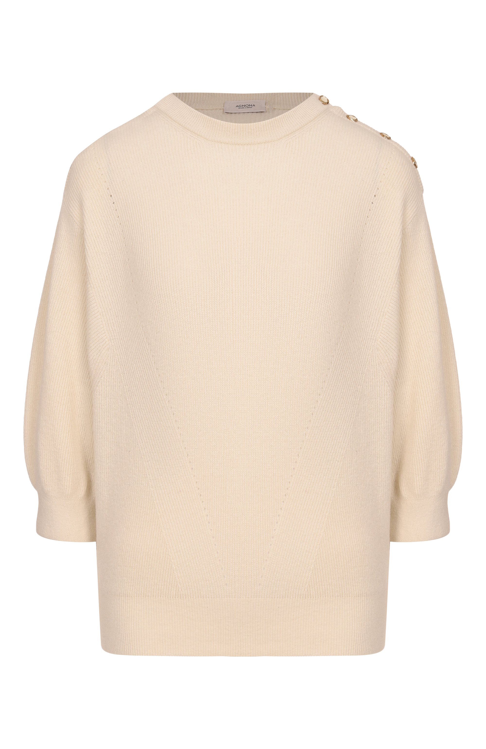Пуловер из кашемира и хлопка AGNONA бежевого цвета по цене 198500 руб., арт. K111025E/1T140PE, фото 1 Пуловер из кашемира и хлопка AGNONA, арт. K111025E/1T140PE, фото 1