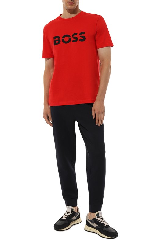 Хлопковая футболка BOSS Green Красный, фото 2