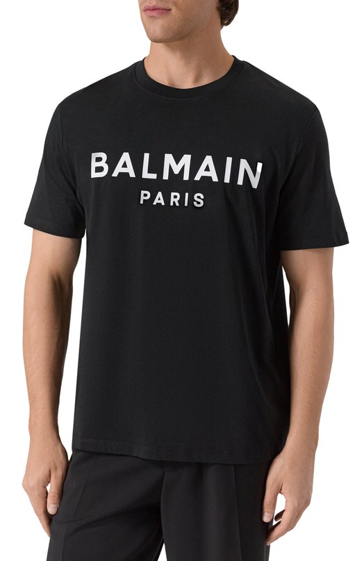 Хлопковая футболка Balmain FH1EG000/BB73 Чёрный  FH1EG000/BB73 Фото 3