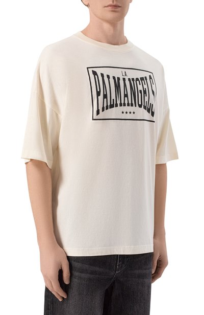 Хлопковая футболка PALM ANGELS кремового цвета по цене 22500 руб., арт. PAMAA003JR004, фото 3 Хлопковая футболка PALM ANGELS, арт. PAMAA003JR004, фото 3