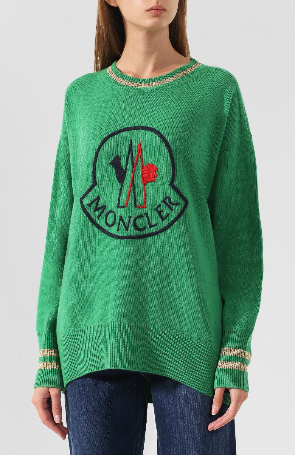 Пуловер из смеси шерсти и кашемира MONCLER зеленого цвета по цене 39400 руб., арт. D2-093-90508-50-9489Y, фото 3 Пуловер из смеси шерсти и кашемира MONCLER, арт. D2-093-90508-50-9489Y, фото 3
