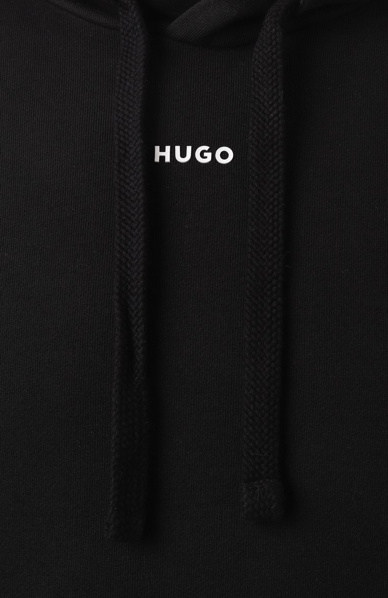 Мужской хлопковое худи HUGO черного цвета, арт. 50486478 | Фото 5 (Рукава: Длинные; Материал сплава: Проставлено; Длина (для топов): Стандартные; Материал внешний: Хлопок; Драгоценные камни: Проставлено; Принт: Без принта; Мужское Кросс-КТ: Худи-одежда; Стили: Спорт-шик)