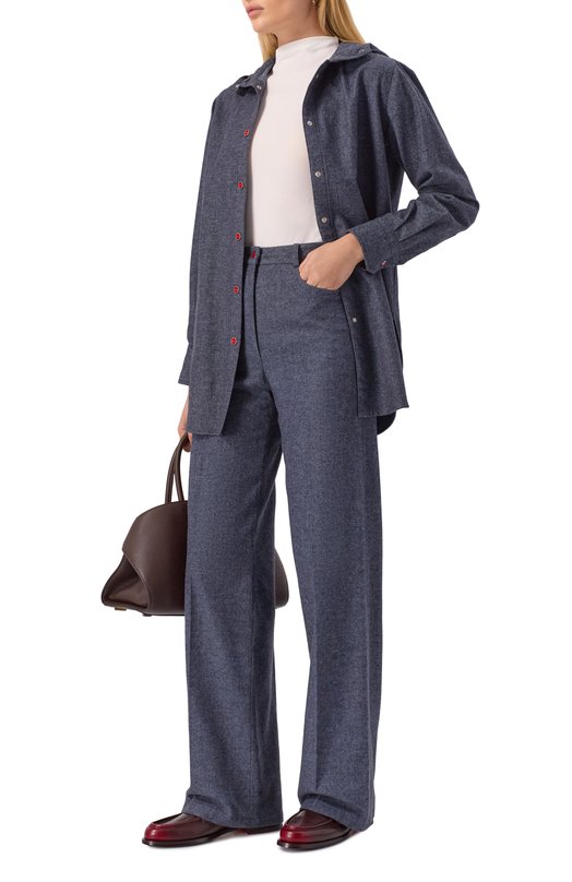Рубашка из кашемира и хлопка Kiton D54435K0128A02 Синий  D54435K0128A02 Фото 2
