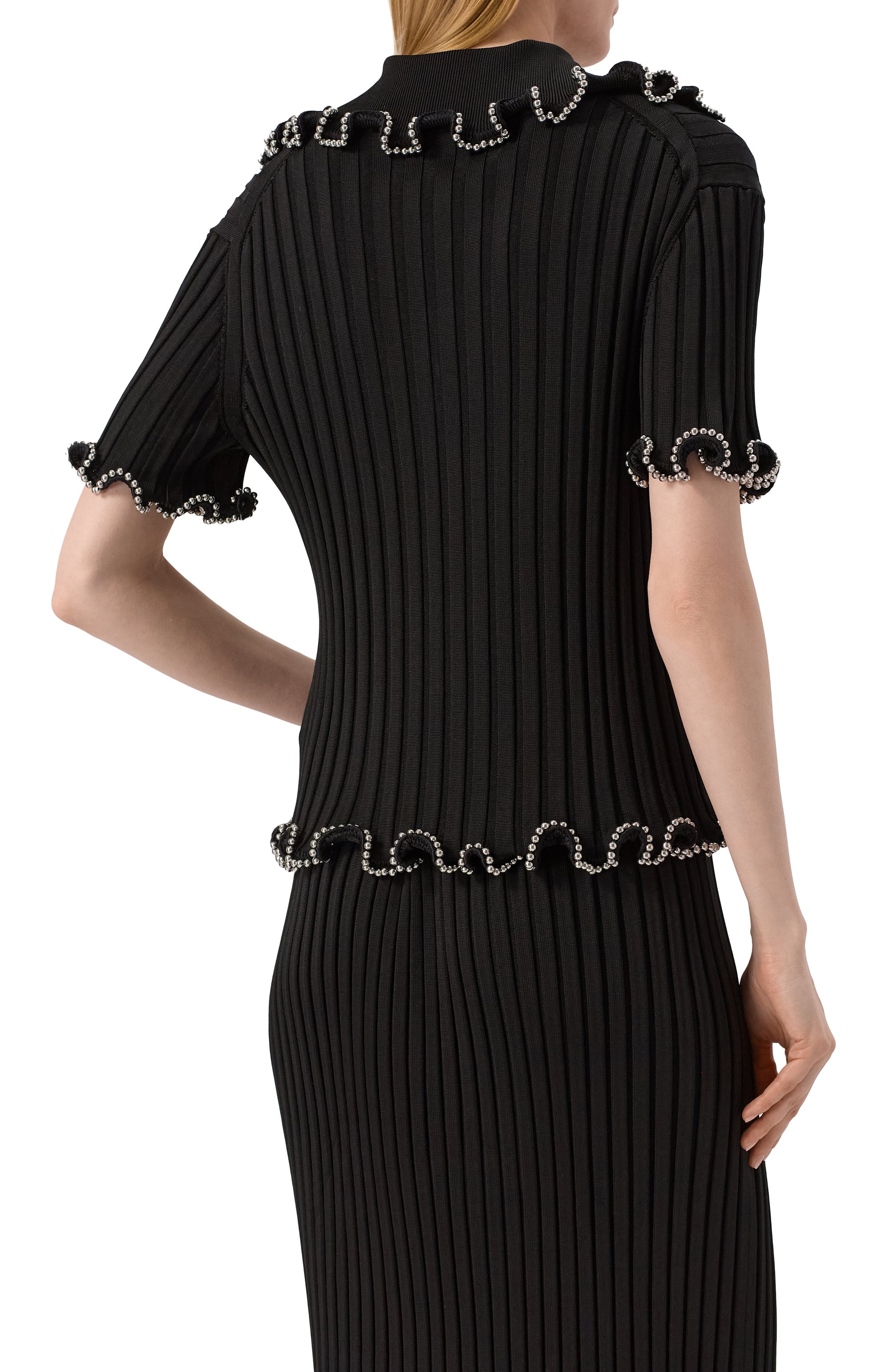 Поло из вискозы JIL SANDER черного цвета по цене 480500 руб., арт. J03GL0107/J18346, фото 4 Поло из вискозы JIL SANDER, арт. J03GL0107/J18346, фото 4