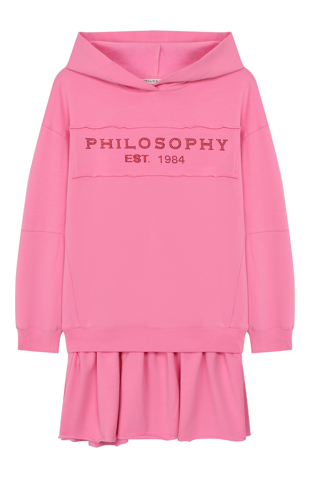 Хлопковое платье с капюшоном PHILOSOPHY DI LORENZO SERAFINI KIDS, арт. PJAB30/FE147/UH001/S-M, фото 1