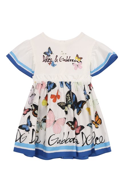 Детское хлопковое платье DOLCE & GABBANA разноцветного цвета, арт. L5JD9P/G700M/8-14 | Фото 1 (Материал сплава: Проставлено; Материал внешний: Хлопок; Драгоценные камни: Пр�оставлено; Рукава: Короткие)