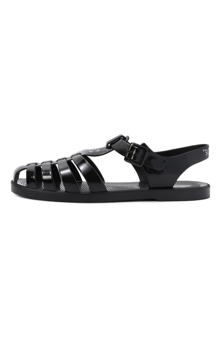 Женские сандалии off to sal OFF-WHITE черно-бело�го цвета, арт. 0WIH05ES25MAT0011001 | Фото 4 (Каблук высота: Низкий; Подошва: Плоская; Автоматизация состава: Проставлено; Автоматизация ТО: Проставлено; Материал внешний: Экокожа)