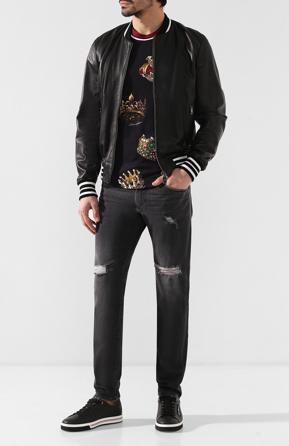 Джинсы прямого кроя DOLCE & GABBANA темно-серого цвета по цене 64500 руб., арт. GY07CD/G8AN9, фото 2 Джинсы прямого кроя DOLCE & GABBANA, арт. GY07CD/G8AN9, фото 2