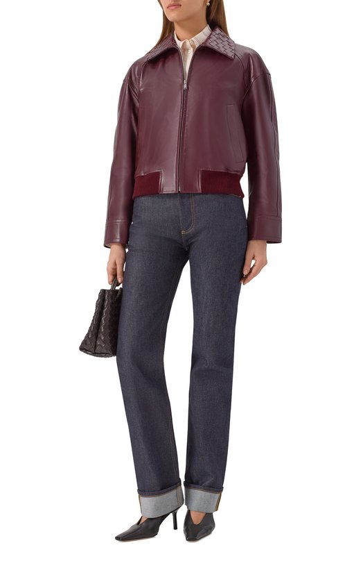 Кожаный бомбер Bottega Veneta 832893/V5BX0 Бордовый  832893/V5BX0 Фото 2