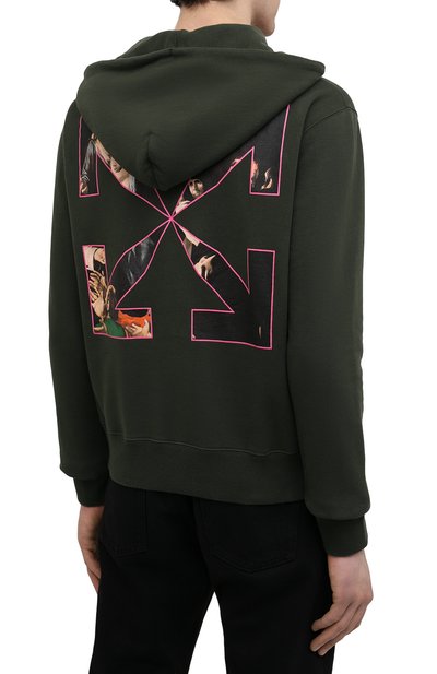 Хлопковое худи OFF-WHITE хаки цвета по цене 55700 руб., арт. 0MBB034S21FLE007, фото 4 Хлопковое худи OFF-WHITE, арт. 0MBB034S21FLE007, фото 4