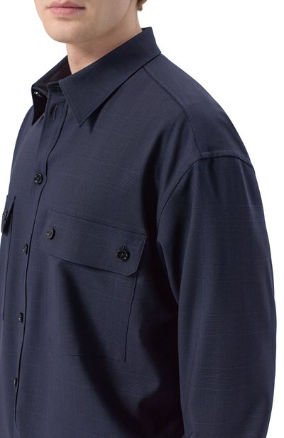 Шерстяная рубашка DOLCE & GABBANA темно-синего цвета по цене 175500 руб., арт. G50G7T/FQ2NJ, фото 5 Шерстяная рубашка DOLCE & GABBANA, арт. G50G7T/FQ2NJ, фото 5