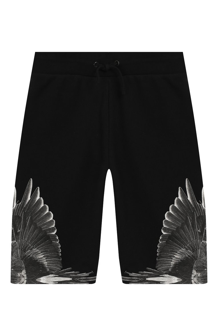 Детские хлопковые шорты MARCELO BURLON KIDS OF MILAN черного цвета, арт. B/MB/3200/0021 | Фото 1 (Материал внешний: Хлопок; Статус проверки: П�роверена категория; Мальчики Кросс-КТ: Шорты-одежда; Нос: Не проставлено)