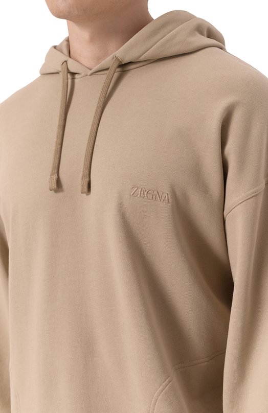 Хлопковое худи Zegna N6MH0/194 Бежевый  N6MH0/194 Фото 5