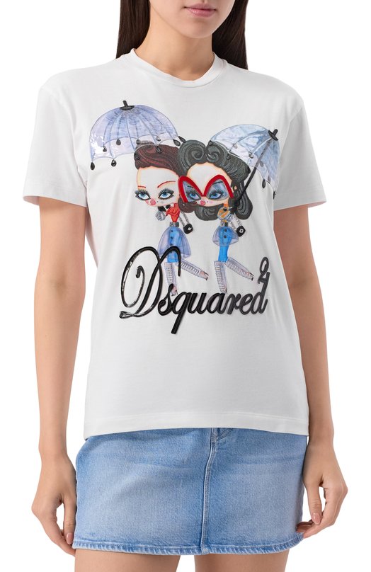 Хлопковая футболка Dsquared2 S72GD0613/D20020 Белый  S72GD0613/D20020 Фото 3