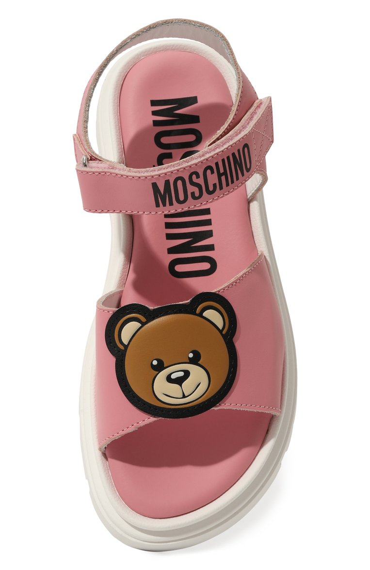 Детские кожаные сандалии MOSCHINO розового цвета, арт. 77396/36-41 | Фото 4 (Нос: Не проставлено; Материал внутренний: Натуральная кожа; Материал внешний: Натуральная кожа)