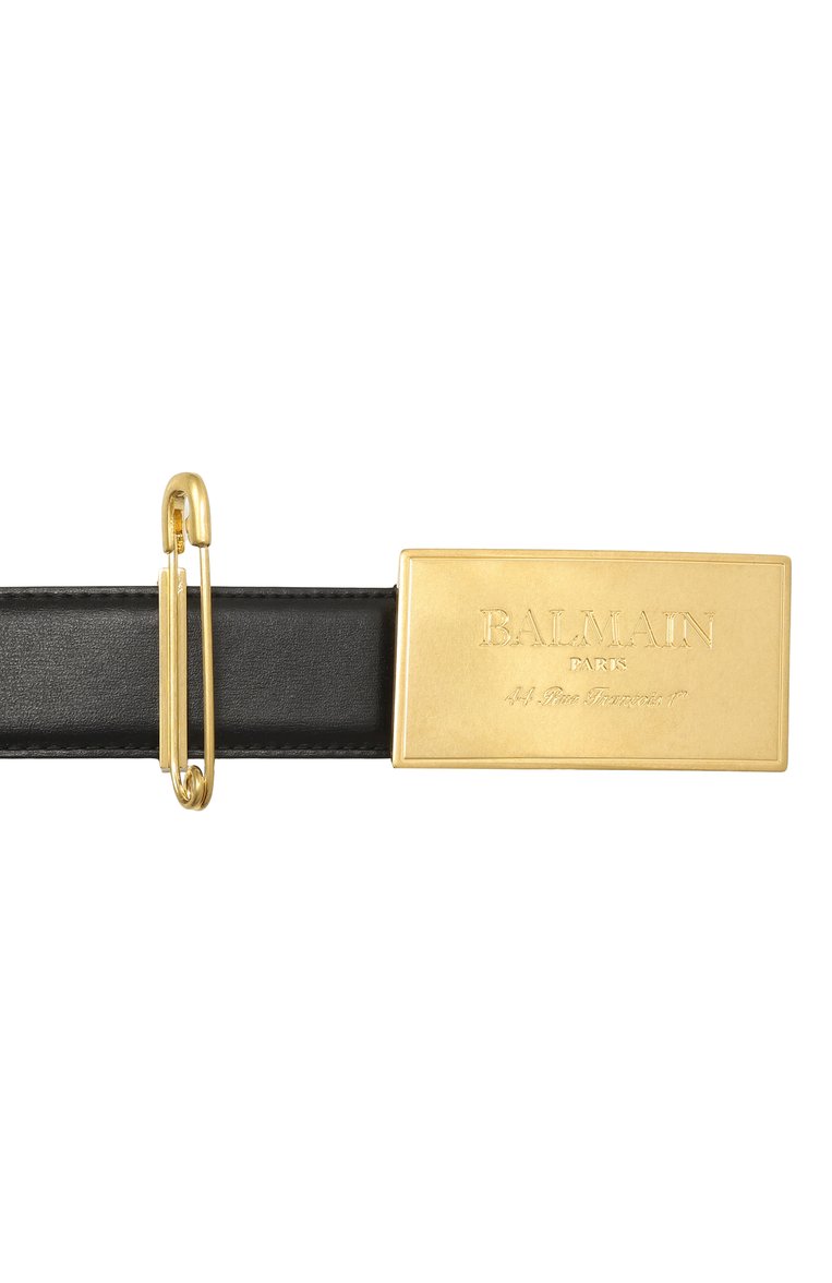 Женский кожаный ремень BALMAIN черного цвета, арт. EN1WJ167/LSLX | Фото 4 (Нос: Не проставлено; Материал: Натуральная кожа; Кросс-КТ: Широкие)