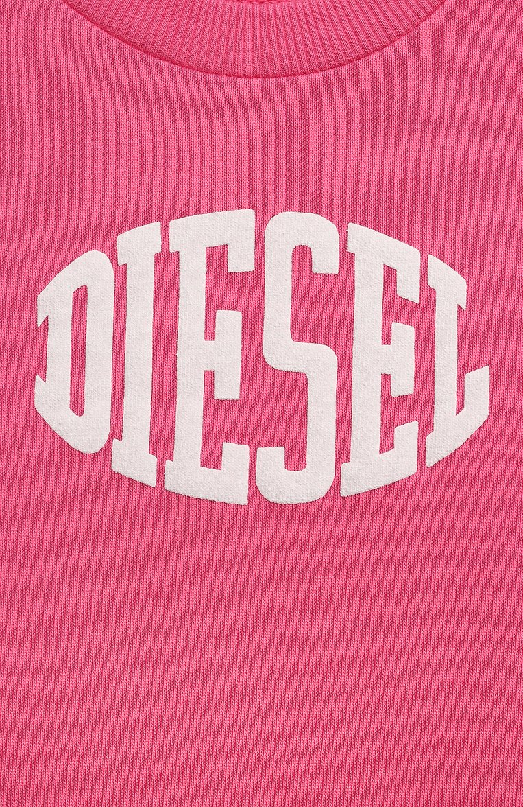 Детский хлопковый свитшот DIESEL фуксия цвета, арт. J01696/KYAXZ | Фото 3 (Рукава: Длинные; Материал сплава: Проставлено; Материал внешний: Хлопок; Девочки Кросс-КТ: Свитшот-одежда; Драгоценные камни: Проставлено)