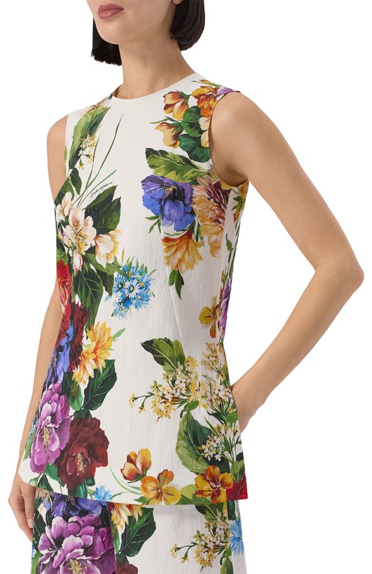 Топ из хлопка и вискозы Dolce & Gabbana F7BA0T/FSRQU Белый  F7BA0T/FSRQU Фото 3