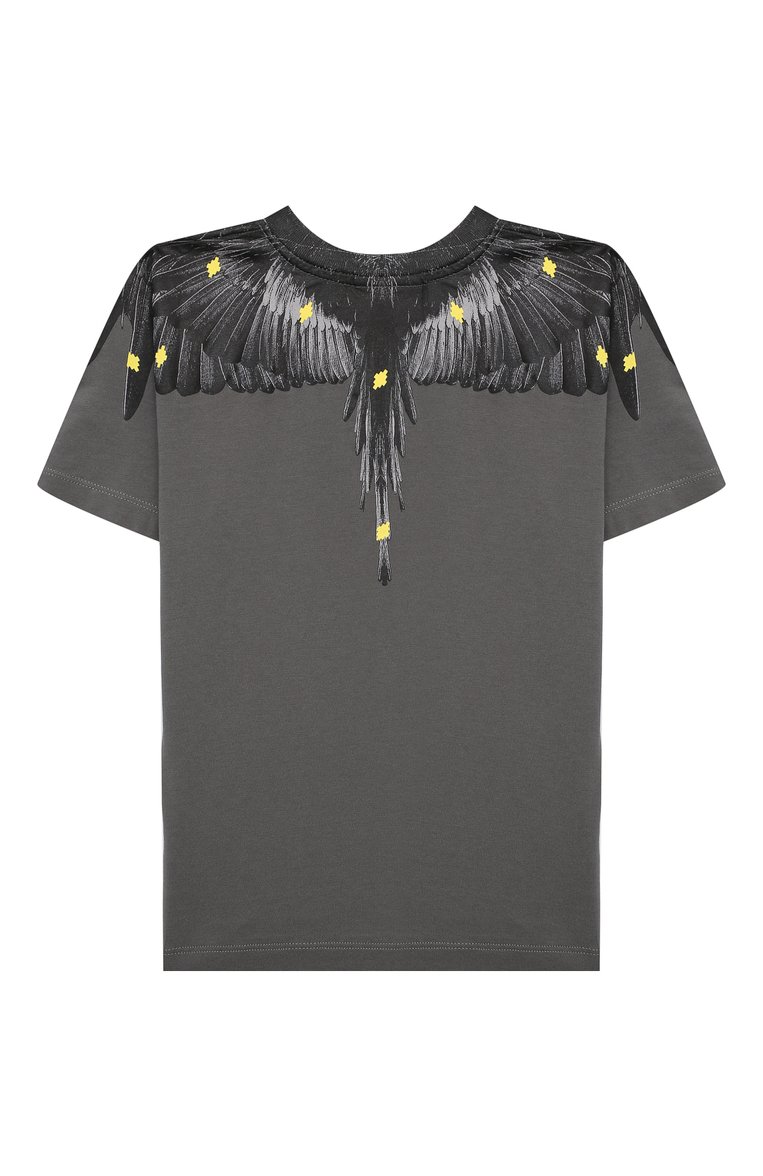 Детская хлопковая футболка MARCELO BURLON KIDS OF MILAN темно-серого цвета, арт. 21E/B/MB/1114/0010/2-6Y | Фото 2 (Материал внешний: Хлопок; Рукава: Короткие; Региональные ограничения белый список (Axapta Mercury): RU; Мальчики Кросс-КТ: Футболка-одежда; Материал сплава: Проставлено; Драгоценные камни: Проставлено; Ростовка одежда: 4 года | 104 см, 6 лет | 116 см)