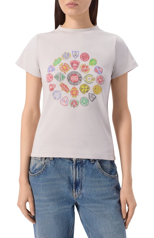 Хлопковая футболка Balenciaga 850263/TTVH6 Серый  850263/TTVH6 Фото 3