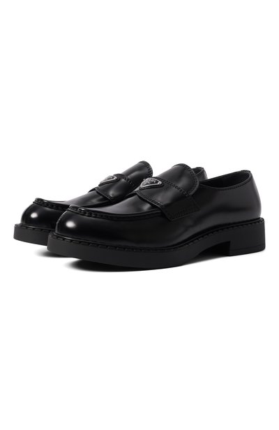 Мужские кожаные лоферы chocolate PRADA, арт. 2DE127/055
