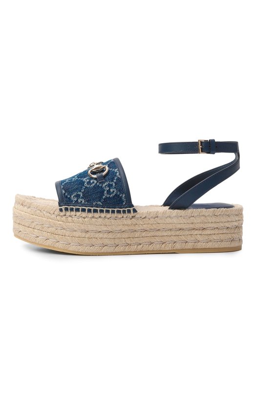 Комбинированные босоножки Gucci 817228/FAD9U Синий  817228/FAD9U Фото 4