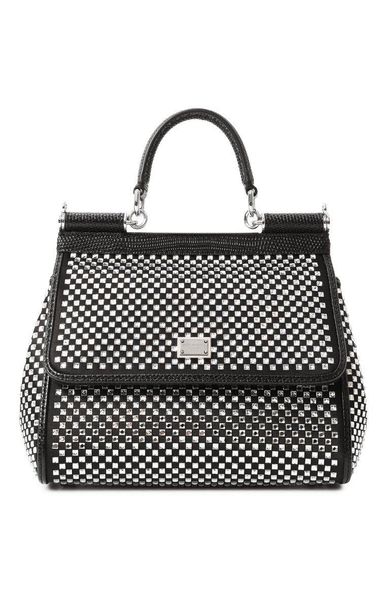 Женская сумка sicily small DOLCE & GABBANA черного цвета, арт. BB6003/AP602 | Фото 1 (Материал: Текстиль; Размер: small; Ремень/цепочка: На ремешке; Женское Кросс-КТ: Вечерняя сумка)