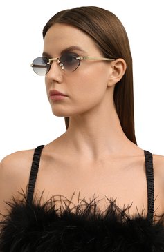 Женские солнцезащитные очки BALI EYEWEAR голубого цвета, арт. B27 C2 | Фото 2 (Нос: Не проставлено; Региональные ограничения белый список (Axapta Mercury): Не проставлено; Тип очков: С/з; Кросс-КТ: С/з-унисекс; Материал: Металл; Очки форма: Безоправные, Овальные; Оптика Гендер: оптика-унисекс)