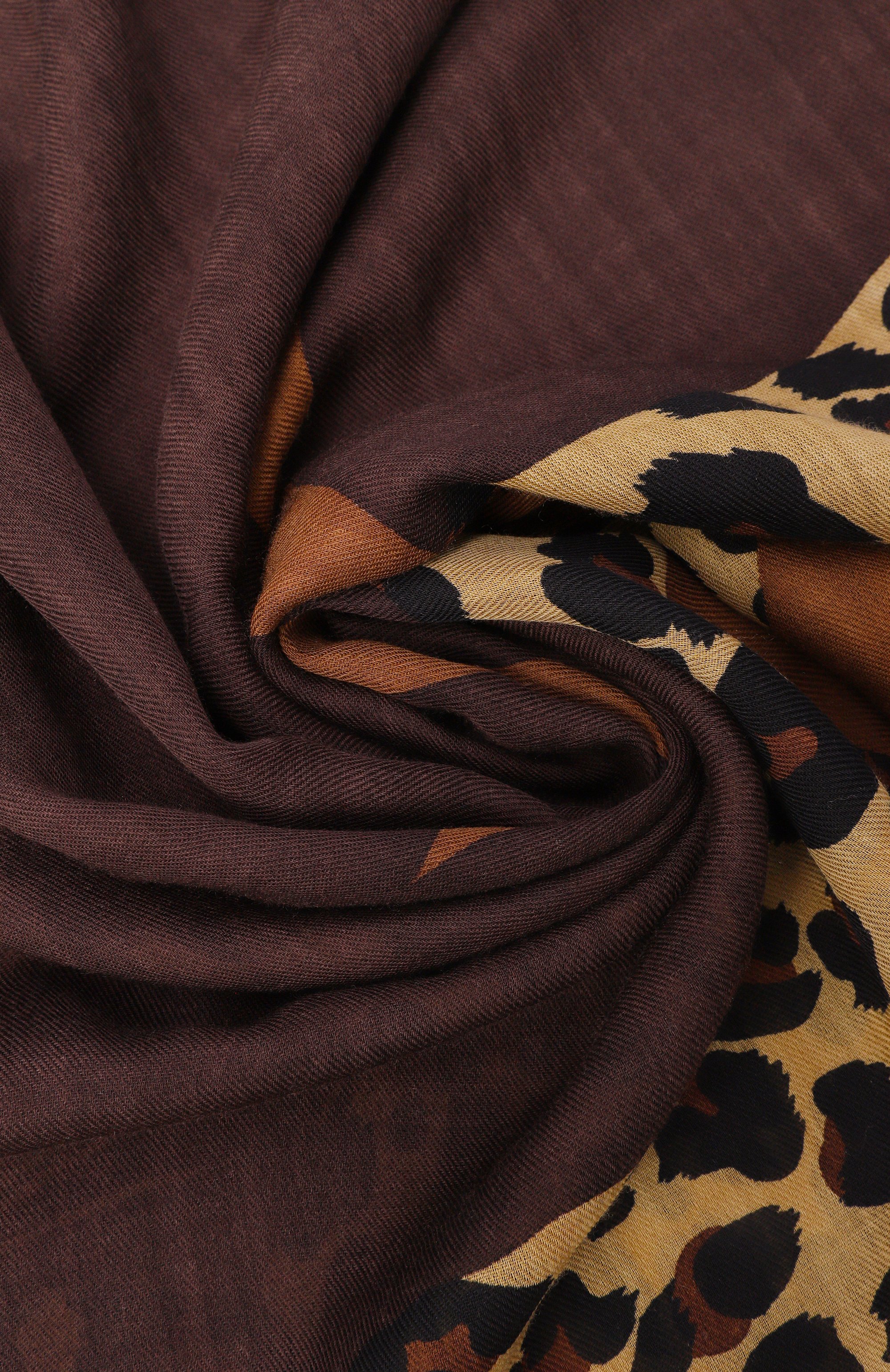 Шерстяная шаль SAINT LAURENT темно-коричневого цвета по цене 89950 руб., арт. 863721/3Y200, фото 3 Шерстяная шаль SAINT LAURENT, арт. 863721/3Y200, фото 3