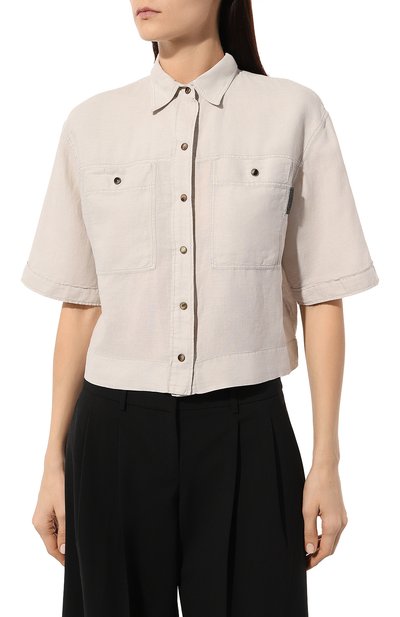 Рубашка изо льна и хлопка BRUNELLO CUCINELLI, арт. MD698B1304, фото 3