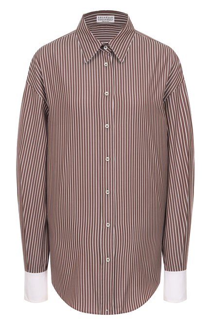 Женская рубашка из хлопка и шелка BRUNELLO CUCINELLI, арт. MA794NM116