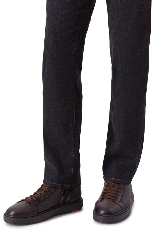 Кожаные кеды Cleanic Santoni MBCG22141NEAPECE Коричневый  MBCG22141NEAPECE Фото 3