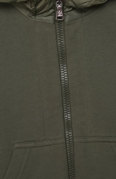 Хлопковая толстовка MONCLER хаки цвета по цене 33350 руб., арт. F1-954-8G711-20-809AG/4-6A, фото 3 Хлопковая толстовка MONCLER, арт. F1-954-8G711-20-809AG/4-6A, фото 3