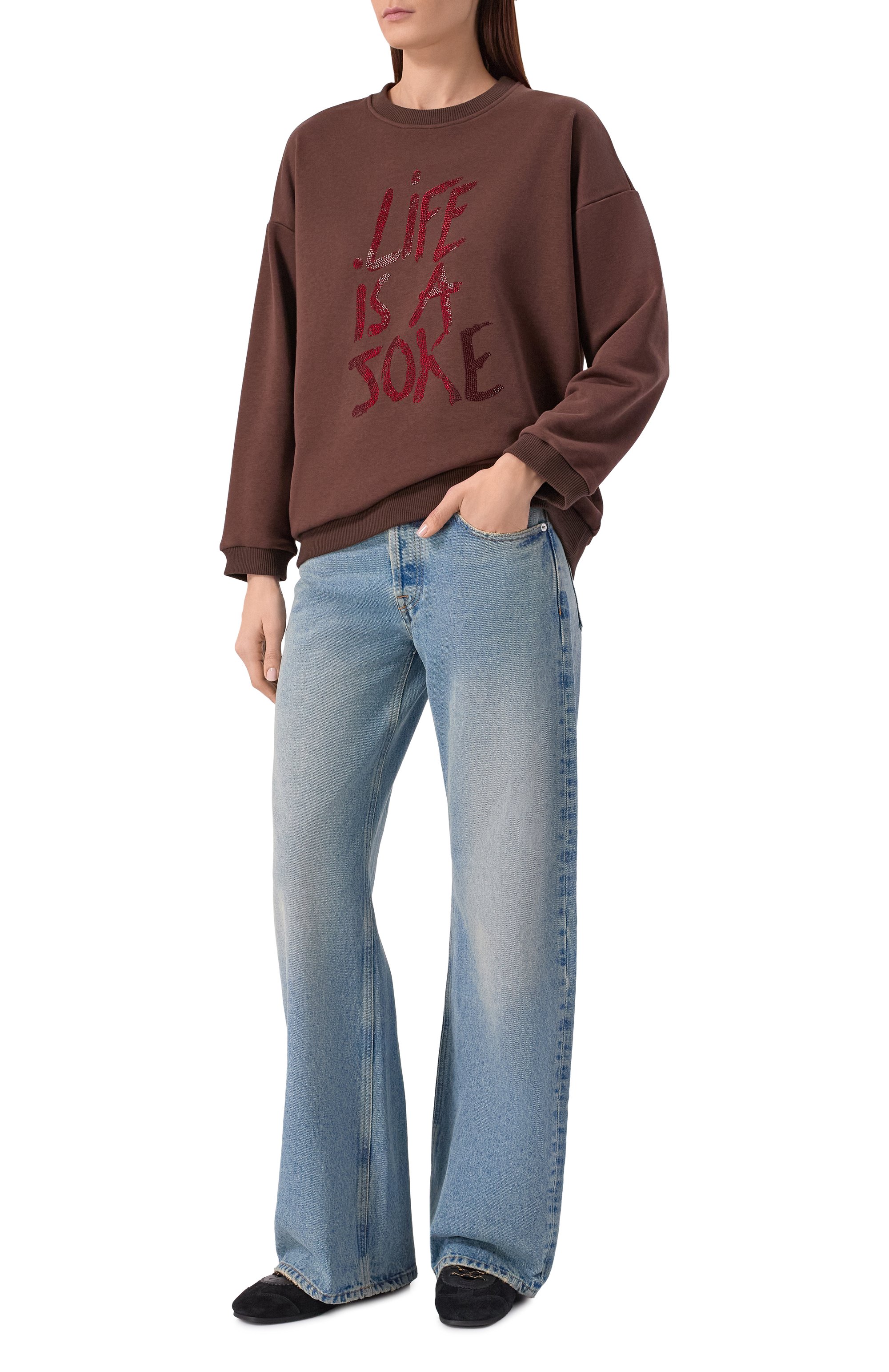 Хлопковый свитшот SEVEN LAB коричневого цвета по цене 20580 руб., арт. 225-S-J-24-00-127-150, фото 2 Хлопковый свитшот SEVEN LAB, арт. 225-S-J-24-00-127-150, фото 2