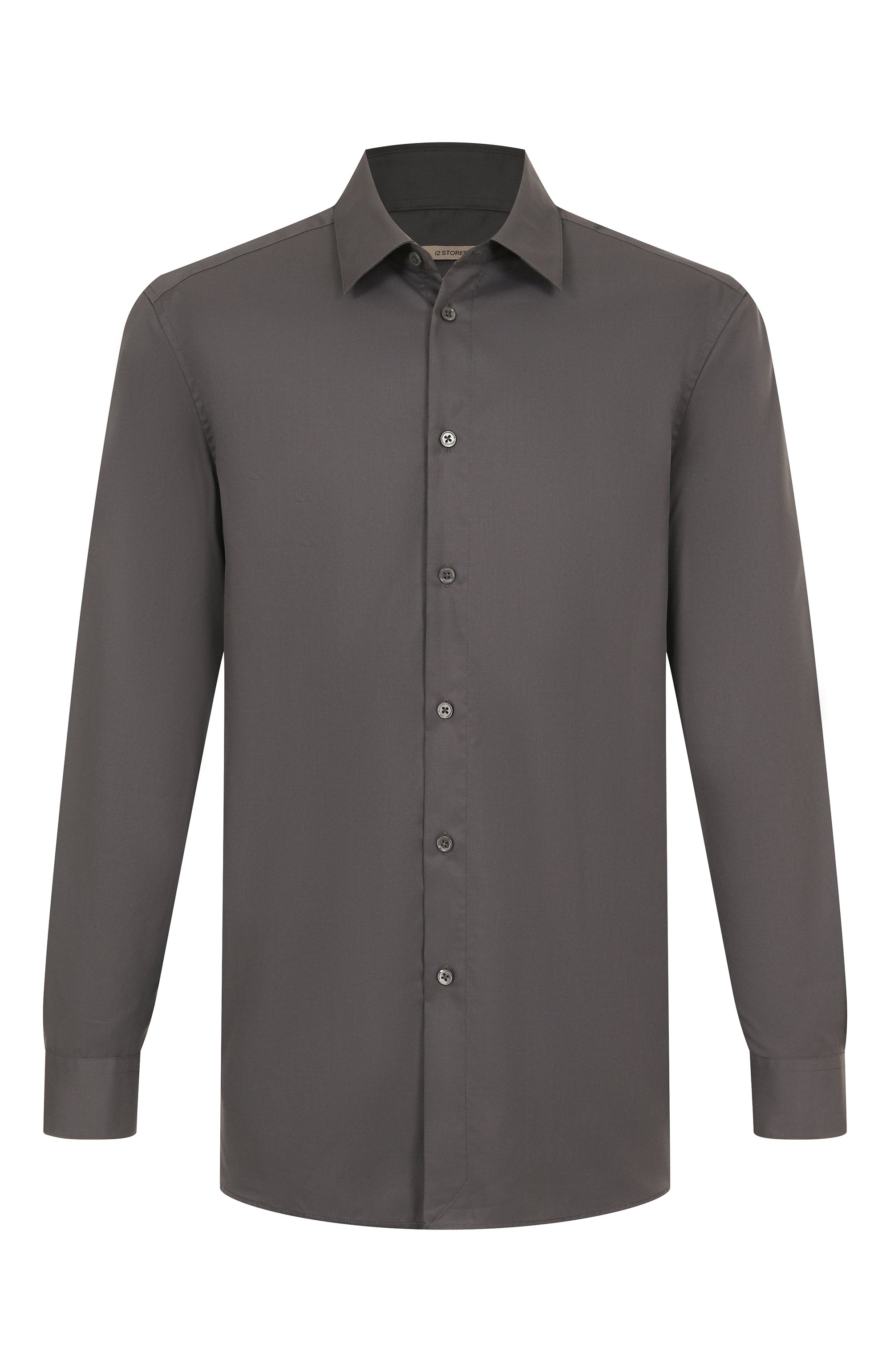 Хлопковая рубашка 12 STOREEZ темно-серого цвета по цене 16000 руб., арт. 131282, фото 1 Хлопковая рубашка 12 STOREEZ, арт. 131282, фото 1