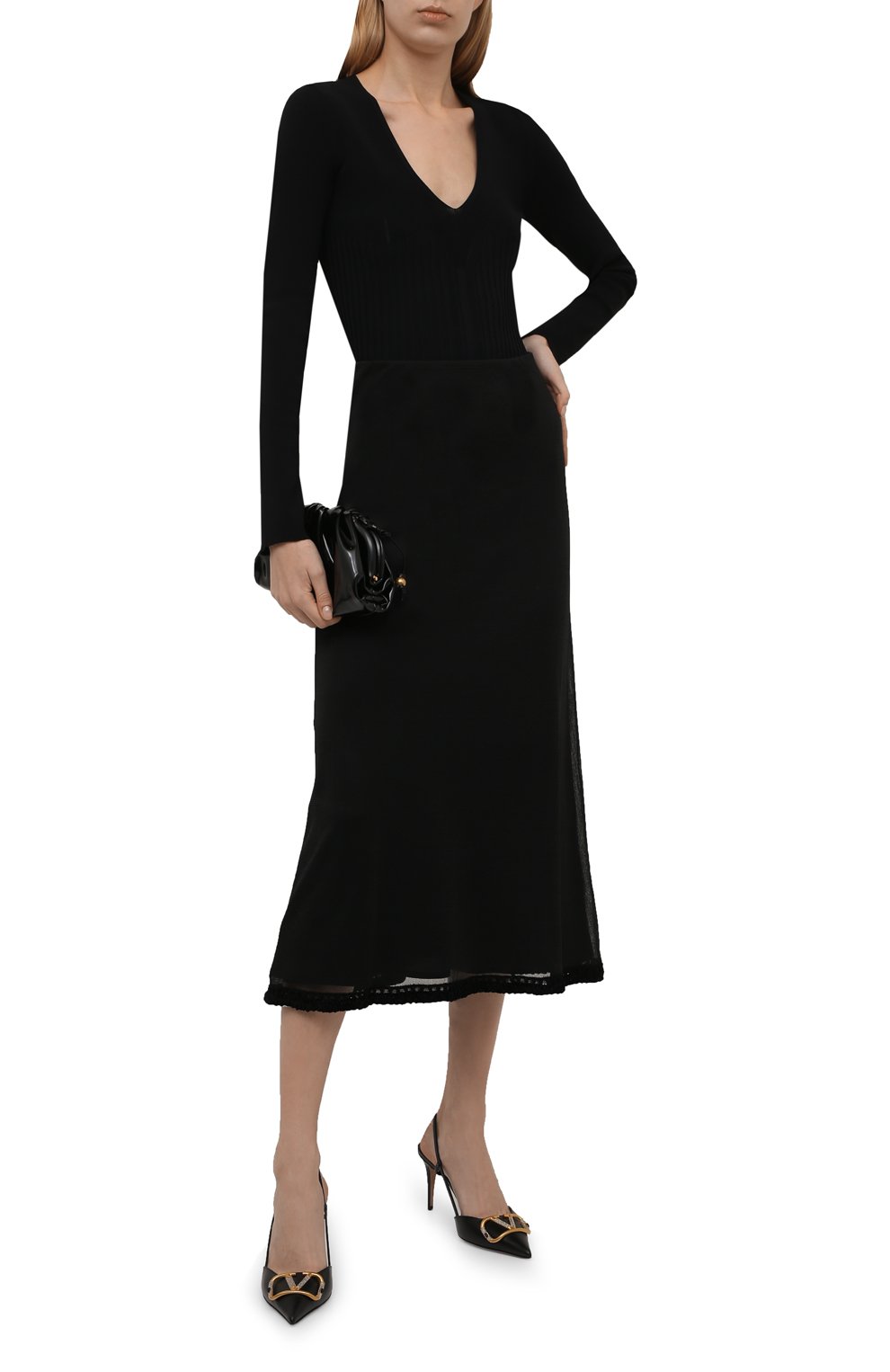 Шелковая юбка JIL SANDER черного цвета по цене 129000 руб., арт. JSWT754315-WTY28058, фото 2 Шелковая юбка JIL SANDER, арт. JSWT754315-WTY28058, фото 2