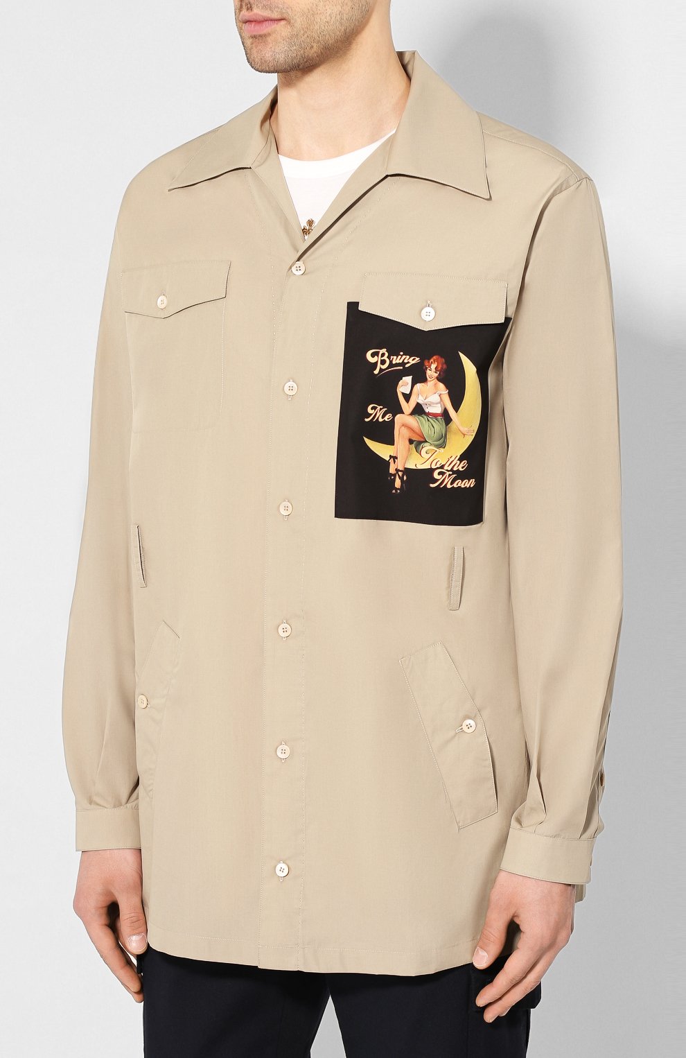 Хлопковая рубашка DOLCE & GABBANA бежевого цвета по цене 89950 руб., арт. G5HN2T/FU5K9, фото 3 Хлопковая рубашка DOLCE & GABBANA, арт. G5HN2T/FU5K9, фото 3