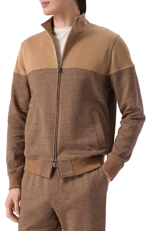 Толстовка из хлопка и льна Capobianco 20M453.DH00. Коричневый  20M453.DH00. Фото 3