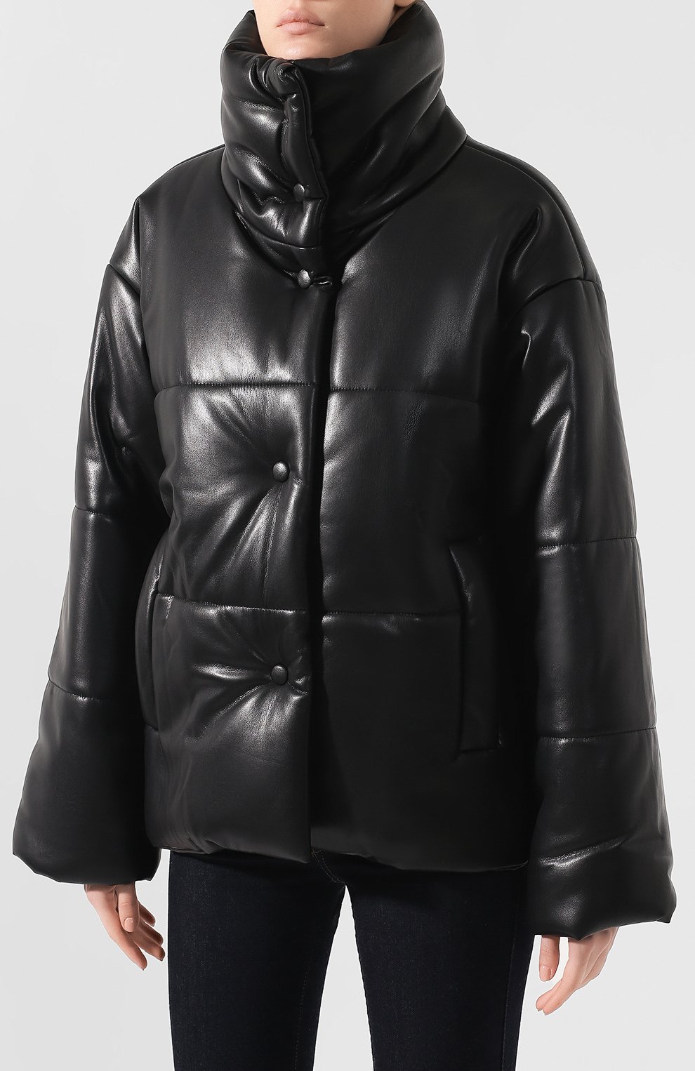 Куртка NANUSHKA черного цвета по цене 94700 руб., арт. HIDE_BLACK_VEGAN LEATHER, фото 3 Куртка NANUSHKA, арт. HIDE_BLACK_VEGAN LEATHER, фото 3