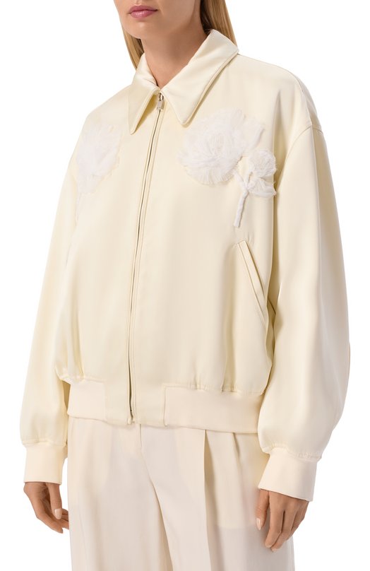 Атласный бомбер Jil Sander J03SW0007/J65329 Кремовый  J03SW0007/J65329 Фото 3