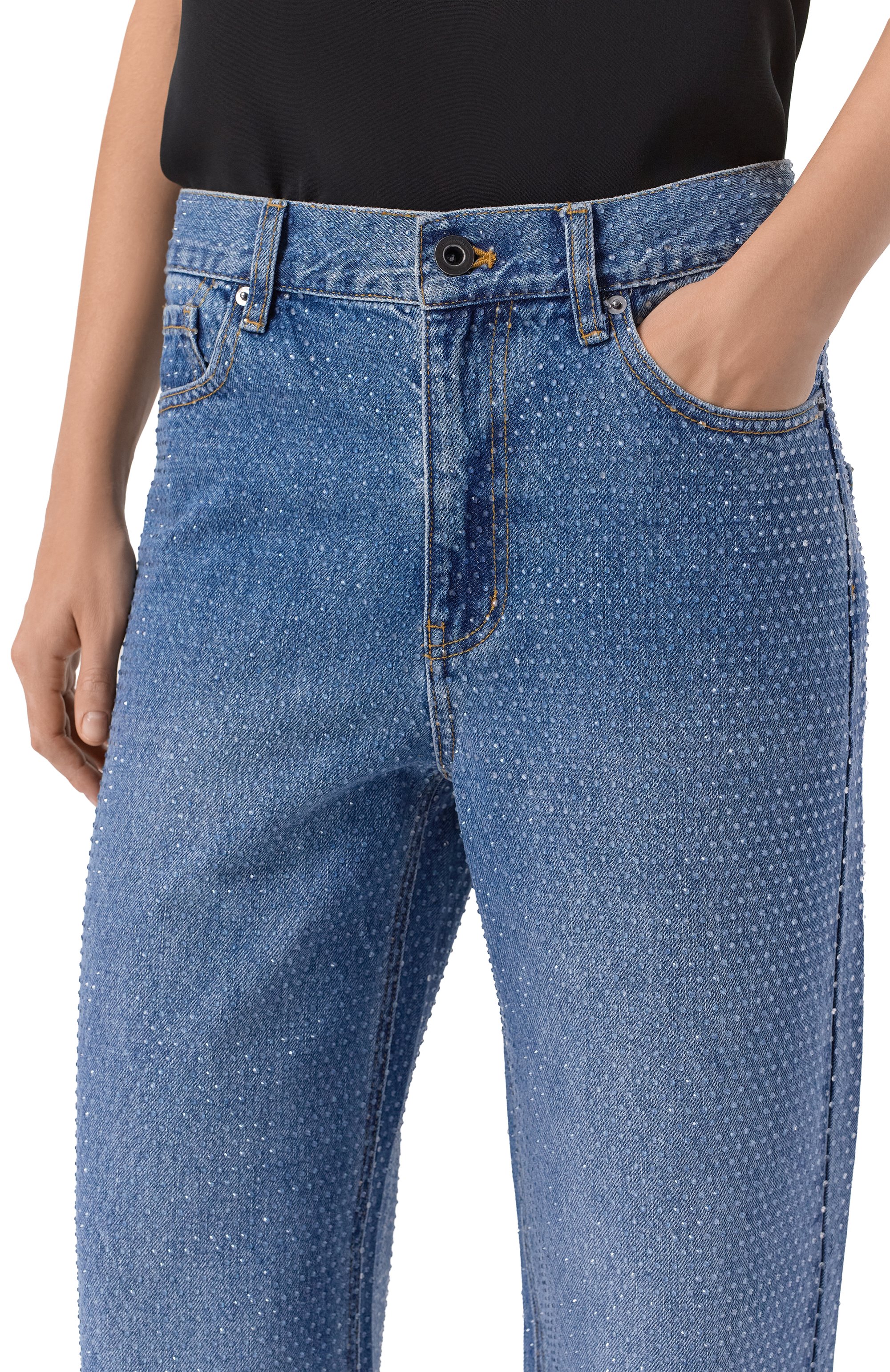 Джинсы с отделкой стразами  SELF-PORTRAIT, арт. RS26813PABL, фото 5