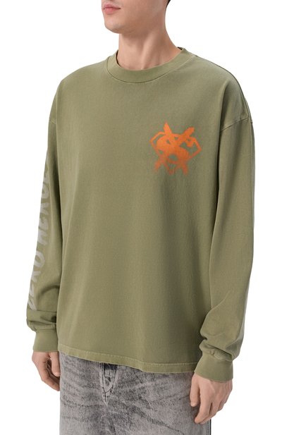 Хлопковый лонгслив KSUBI хаки цвета по цене 18600 руб., арт. MSP26TE029, фото 3 Хлопковый лонгслив KSUBI, арт. MSP26TE029, фото 3