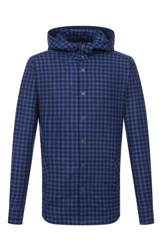 Рубашка из шерсти и кашемира Kiton UMCMARK0167G39 Синий UMCMARK0167G39