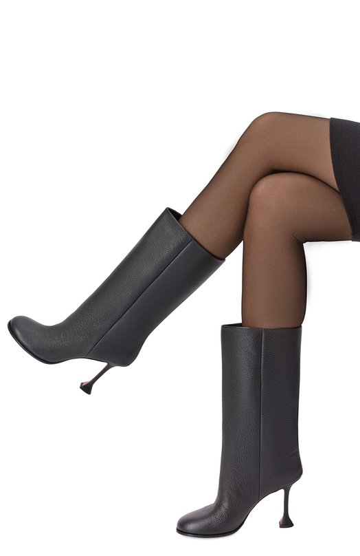 Кожаные сапоги Liya 95 Amina Muaddi LIYA B00T 95/GRAINY LEATHER Чёрный  LIYA B00T 95/GRAINY LEATHER Фото 2