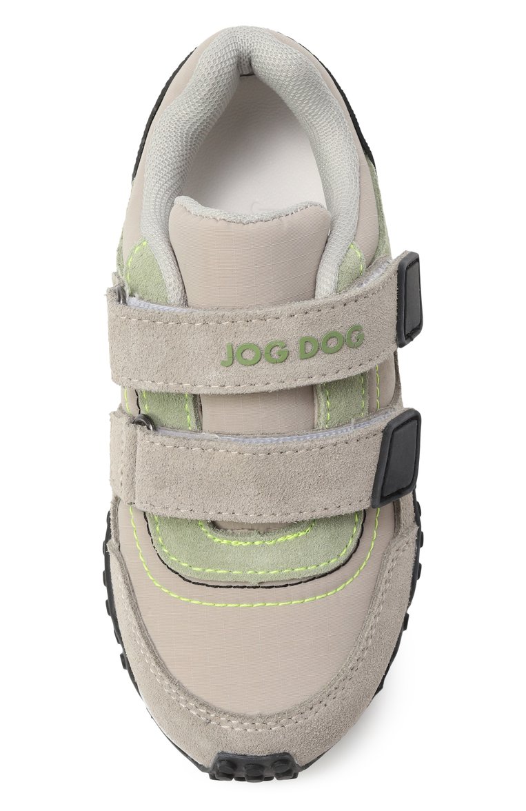 Детские комбинированные кроссовки JOG DOG серого цвета, арт. 01088KU2-014 | Фото 4 (Нос: Не проставлено; Материал внутренний: Текстиль; Материал внешний: Замша; Кросс-КТ: велькро; Стили: Классический; Автоматизация состава: Проставлено)